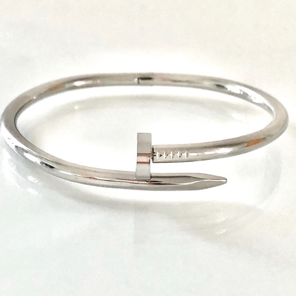 New Stainless Steel Silver Love Nail Cuff Bracelet